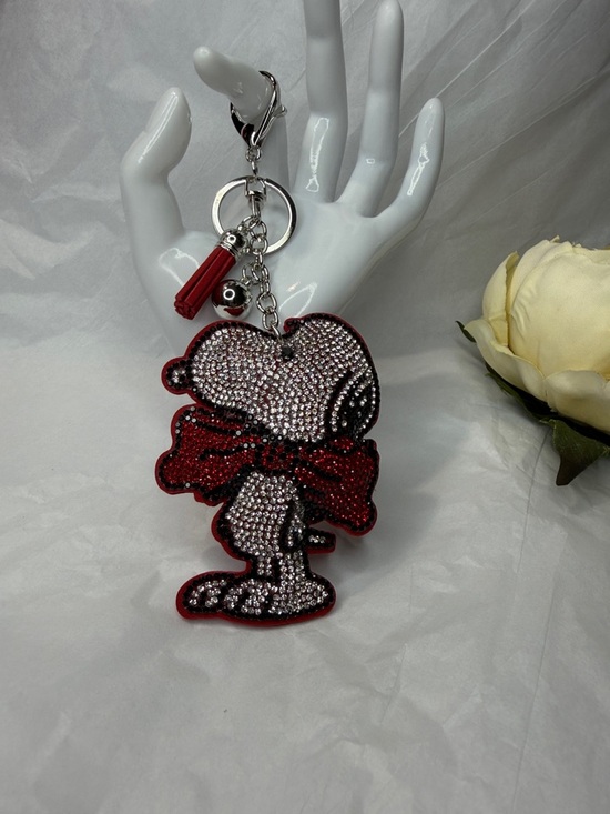 no brand Accessories - Crystal-Embellished Red Snoopy Character Puffy-Keychain Bag Charm